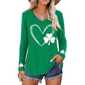 تيشيرتات LLHXRUI للسيدات لعيد القديس باتريك - قمصان أيرلندية Lucky Shamrock بأكمام طويلة للعطلات in Kuwait