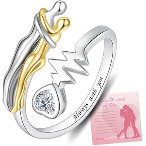 S925 Sterling Silver Couple Hug Ring for Your Loved One Valentine's Day Gifts for Couples in Kuwait