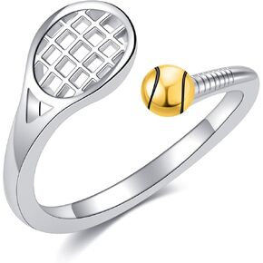 Tennis Racket Ring 925 Sterling Silver Adjustable Sports Jewelry Gifts for Women Player in Saudi Arabia
