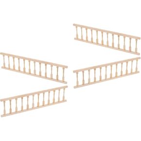 Veemoon 4 قطع من درابزين بيت الدمية، درابزين خشبي صغير، درابزين صغير لبيت الدمى، ملحقات بيت الدمى التظاهري، ديكور المنزل، سياج صغير للدعائم المصغرة in Kuwait