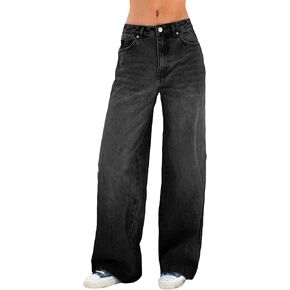 Womens Wide Leg Jeans Mid Low Rise Baggy Denim Pants Y2K Trousers Trendy 2026. in Kuwait