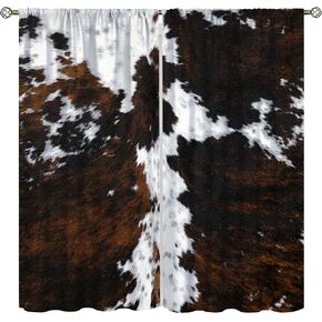 Cow Print Curtains for Kitchen,Animal Fur Skin Curtains Brown Cowhide Western Farm Window Treatments Rustic Hunter Farm Print for Farmhouse Bedroom Living Room 42x45in in Kuwait