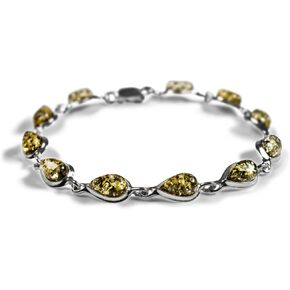 HENRYKA Green Amber bracelet sterling silver, Healing stone bracelet, Crystal baltic amber jewelry, Green Bracelet, Boho Jewelry, Bridesmaid Jewellery gift in Saudi Arabia