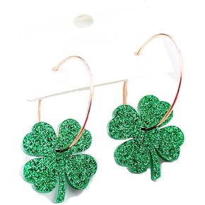 إكسسوارات يوم باتريك، أقراط شامروك لامعة متدلية باللون الأخضر لاكي أربع أوراق البرسيم أقراط متدلية مرحة أيرلندية هدية مجوهرات للعطلات للنساء in Kuwait