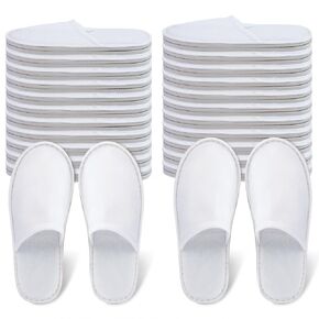 نعال سبا من AQUEENLY، 24 زوجًا من النعال المخملية ذات المقدمة المغلقة للاستعمال مرة واحدة، مقاس مناسب للرجال والنساء للاستخدام في المنزل والفندق، نعال بيضاء مضادة للانزلاق in Kuwait