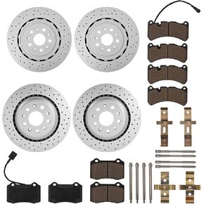 Brake Pads Rotors Kit Front & Rear Compatible with Maserati Ghibli Quattroporte 2014 2015 2016 Part# 673012041, 673010331, 980156013, 673012377, 673010325, 980156007, 670030935, 670031597 in Kuwait