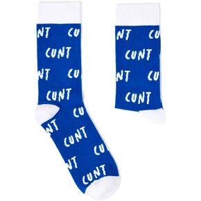 C*NT Repeat Rude Socks | Bold Blue & White All-Over Print | 1 Pair | Unisex US Size Men’s 7–12 / Women’s 8.5–13.5 | Cotton Rich | Funny Gift Idea | Birthdays & Valentine’s in Saudi Arabia