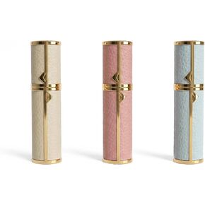 زجاجة عطر للسفر من الجلد الطبيعي قابلة لإعادة الملء، رذاذ عطر صغير ملفوف بجلد العجل الفاخر، ملحق محفظة جمالي للعطور، مجموعة هدايا لها 3 قطع in Kuwait