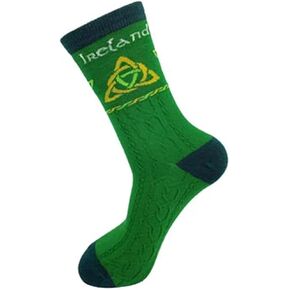 Cotton Green Trinity Knot Socks Aran Style Irish Symbol Ireland Gift St Patrick's Day UK/IRL: 4-9, EUR: 37-43, USA: 5-11, One Size Tall in Kuwait