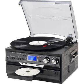 مشغل تسجيل 9 في 1 من جولدشيب مع مشغل تسجيل بلوتوث لاسلكي 3 سرعات، مشغل أقراص مضغوطة/كاسيت، راديو AM/FM/USB/SD/MMC، مدخل Aux/مخرج RCA in Kuwait