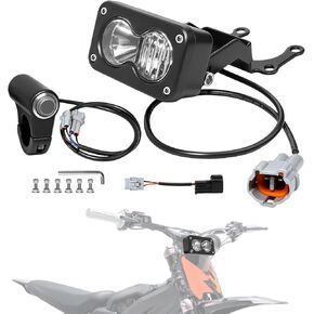 مجموعة واحدة من المصابيح الأمامية للدراجة الترابية الكهربائية مع مفتاح تحكم لـ Surron، مجموعة مصابيح أمامية بيضاء للضوء مع مفتاح لـ Surron Light Bee X/S، Eride Pro S/SS، Segway X260، Talaria Sting R MX4 in Kuwait