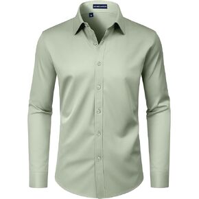 DEMEANOR Mens Dress Shirts Long Sleeve Wrinkle Free Stretch Business Casual Wedding Dating Button Down Shirt in Kuwait