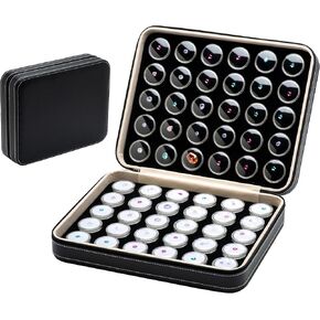 صندوق تخزين مجموعة عرض الأحجار الكريمة 60 قطعة مع غطاء شفاف للأحجار الكريمة والألماس وجلد البولي يوريثان حاوية حامل حقيبة سوداء (أسود-60 قطعة) in Kuwait