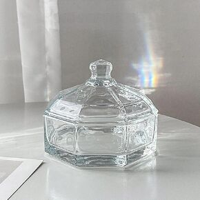 صندوق تخزين زجاجي كريستالي - منظم مجوهرات من 3 طبقات مع غطاء، قابل للفصل وسهل التنظيف، حاوية شفافة مقاومة للغبار للأقراط أو الخواتم أو الحلوى أو المكسرات أو ديكور المكتب in Kuwait