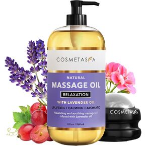 Lavender Relaxation Massage Oil with Massage Roller Ball - No Stain 100% Natural Blend of Spa Quality Oils for Calming, Aromatic, Soothing Massage Therapy in Kuwait