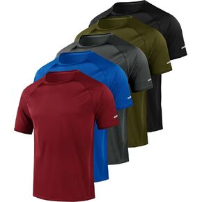 ليتل بيوتي 5 قمصان للتمرين للرجال، قمصان رياضية شبكية سريعة الجفاف وممتصة للرطوبة وأكمام قصيرة تي شيرت in Kuwait