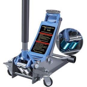 رافعة أرضية LARBANKE مع نطاق رفع: 3.15-18.31 بوصة، سعة 3 طن مع وسادات مطاطية وصواني مغناطيسية، رافعة أرضية منخفضة المستوى مع مضخة رفع سريعة بمكابس مزدوجة، للمركبات المساعدة، أزرق ورمادي in Kuwait