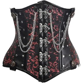 Daisy corsets Womens Daisy Corsets Top Drawer Black/Red Steel Boned Underbust Corset W/Chains and ClaspsCorset in Saudi Arabia