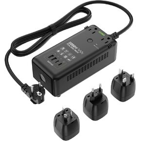 EPICKA محول جهد موجة جيبية نقية 2000 واط، محول طاقة 220 فولت إلى 110 فولت مع شحن سريع 20 وات PD USB-C، 2 مقبس تيار متردد، 4 منافذ USB (2A + 2C)، محول قابس سفر عالمي للاتحاد الأوروبي/المملكة المتحدة/الاتحاد الأفريقي/JP، أسود in Kuwait