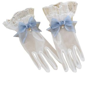 قفازات دانتيل للسيدات، قفازات قصيرة أنيقة مع زخرفة فيونكة للنساء وحفلات الشاي والعشاء in Kuwait