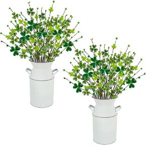 زينة يوم القديس باتريك، قطع مركزية لعيد القديس باتريك للطاولات 12 قطعة من قطع شامروك صناعية مع مزهرية توت البرسيم المزيفة فروع سيقان للحفلات ديكور أيرلندي لعيد القديس باتريك in Kuwait