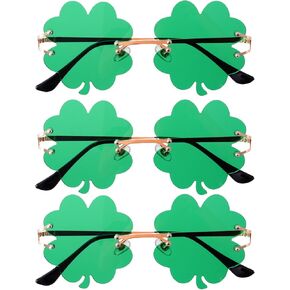 hoyuwak 3 Pair St. Patrick's Day Irish Sunglasses Clover Eyewear Green Four Leaf Glasses for Party Favor Supply Decoration Accessories in Kuwait