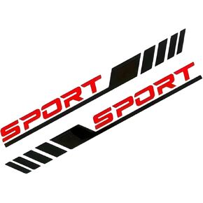 2 PCS Sport Letter Car Stickers, 22.83" x 5.08" Stripe Decals for Car Door Side, Waterproof & Scratch-Resistant Vinyl Decal, Universal Auto Body Side Decoration Sticker (Black & Red) in Kuwait