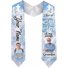 POPPOP Custom In Loving Memory Graduation Stole 2026، وشاح تذكاري شخصي مع صور، هدية للخريجين in Kuwait