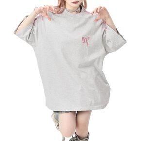 الصيف الكورية القوس فضفاض أسود قصير الأكمام تي شيرت الإناث Y2K تصميم تحسس المتخصصة Ins الحلو والتوابل المطرزة in Kuwait