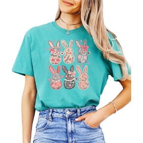 Retro Floral Bunnies Shirt for Women and Teens Girly Coquette Easter Bunny Tee in Kuwait