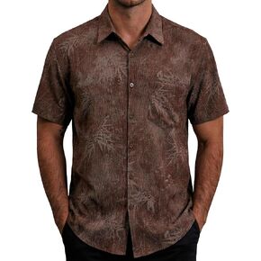 Mens Hawaiian Shirts Short Sleeve Button Down Summer Shirt Casual Floral Tropical Beach Shirts with Pocket in Kuwait