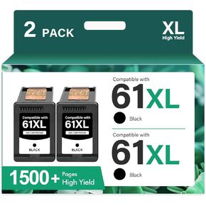خرطوشة حبر سوداء 61XL 61 بديلة لخراطيش حبر HP Ink 61 XL لطابعات HP Envy 4500 5530 4502 4501 5535 OfficeJet 4630 DeskJet 2540 Printer (عبوتان، أسود) in Kuwait