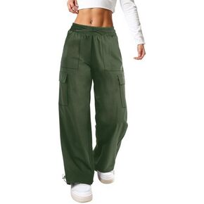 keriffe Baggy Cargo Pants Women Parachute Hiking Wide Leg Pants with 4 Pockets Y2K Clothes Casual Travel in Kuwait