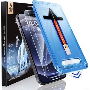 MAGIC JOHN 2 Pack for iPhone 12/iPhone 12 Pro 6.1 inch Tempered Glass Screen Protector, Auto Dust-Elimination Installation, Bubble Free, HD Clear, Easy Installation in Kuwait