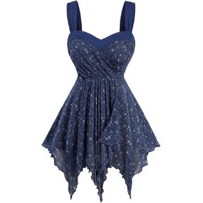 ROSE GAL Women Plus Size Sleeveless Tanks Glitter Stars Handkerchief Hem Flowy Tank Top in Saudi Arabia