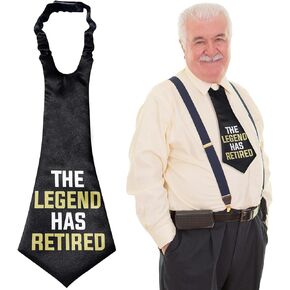 Oversized Legend Has Retired Party Theme Tie Retirement Party Favors Supplies Novelty Funny Black Printed Necktie Gifts for Father Men Colleague in Saudi Arabia