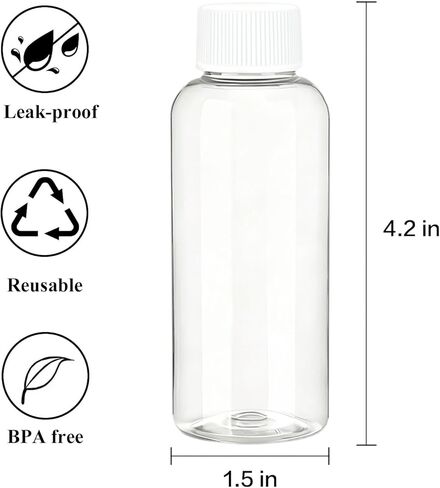 زجاجات غسول الفم الفارغة بحجم السفر 3.4 أونصة، غطاء لولبي أبيض، حاويات أدوات الزينة الشفافة، 5 عبوات in Kuwait