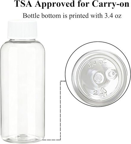 زجاجات غسول الفم الفارغة بحجم السفر 3.4 أونصة، غطاء لولبي أبيض، حاويات أدوات الزينة الشفافة، 5 عبوات in Kuwait