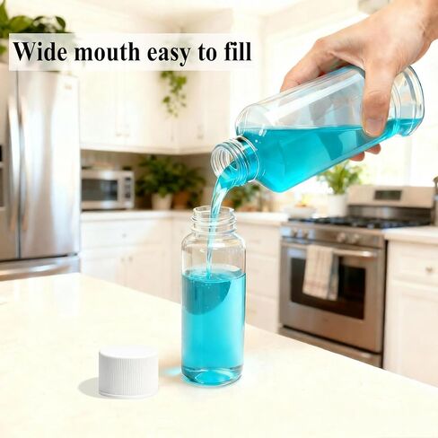 زجاجات غسول الفم الفارغة بحجم السفر 3.4 أونصة، غطاء لولبي أبيض، حاويات أدوات الزينة الشفافة، 5 عبوات in Kuwait