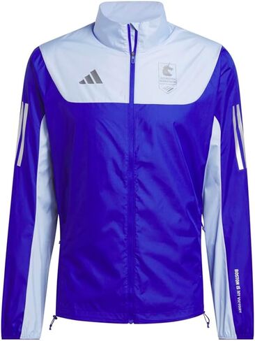 adidas Mens Boston Marathon 2025 Own The Run Celebration Jacket Athletic Outerwear Casual - Blue in Saudi Arabia