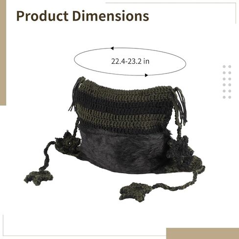 Y2K Cat Beanie with Stars, Black Green Stripe Crochet Hat, Warm Winter Hat for Women, Slouchy Beanies, Vintage Beanies Accessories for 22.4-23.2 in Head in Kuwait