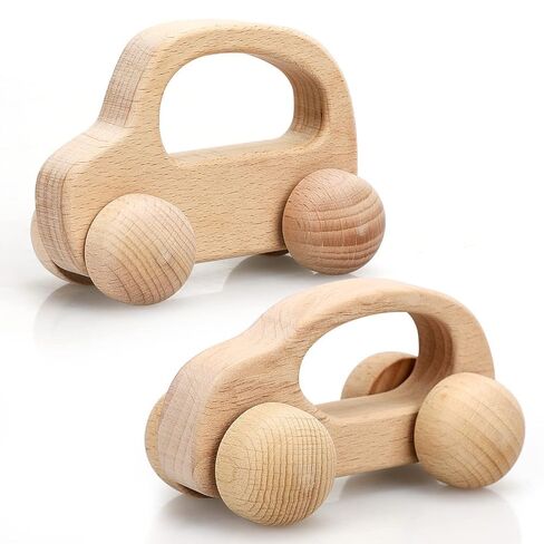 TOY Life Wooden Toys Cars, Animal Wooden Cars, Montessori Toys for Babies 0-6-12 Months, Wooden Baby Toys for 1 Year Old Boy Christmas Birthday Gift, Baby Boy Nursery Decor, Elephant & Rabbit Toy Car in Kuwait