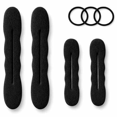 Styla Hair Magic Bun Maker (2 Small, 2 Large) Foam Sponge Bun Shaper Hair Accessories (Brunette) in Kuwait