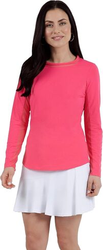 IBKUL Athleisure Wear Sun Protective UPF 50 Icefil Cooling Tech Long Sleeve Crew Neck Top with Under Arm Mesh – 83000 Peri Solid S Blue in Kuwait