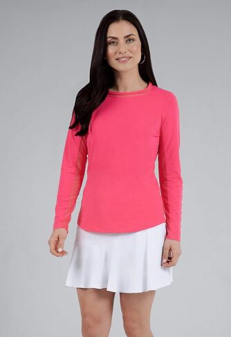 IBKUL Athleisure Wear Sun Protective UPF 50 Icefil Cooling Tech Long Sleeve Crew Neck Top with Under Arm Mesh – 83000 Peri Solid S Blue in Kuwait