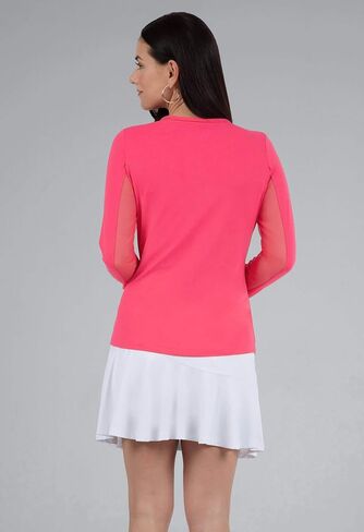 IBKUL Athleisure Wear Sun Protective UPF 50 Icefil Cooling Tech Long Sleeve Crew Neck Top with Under Arm Mesh – 83000 Peri Solid S Blue in Kuwait