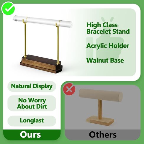 حامل عرض حامل سوار كيفينال، أكريليك شفاف كريستالي مع قاعدة من خشب الجوز، عرض مجوهرات أنيق للبوتيك، بائعي Etsy، دعامات التصوير الفوتوغرافي، هدية لصانعي المجوهرات in Kuwait