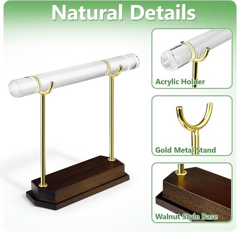 حامل عرض حامل سوار كيفينال، أكريليك شفاف كريستالي مع قاعدة من خشب الجوز، عرض مجوهرات أنيق للبوتيك، بائعي Etsy، دعامات التصوير الفوتوغرافي، هدية لصانعي المجوهرات in Kuwait