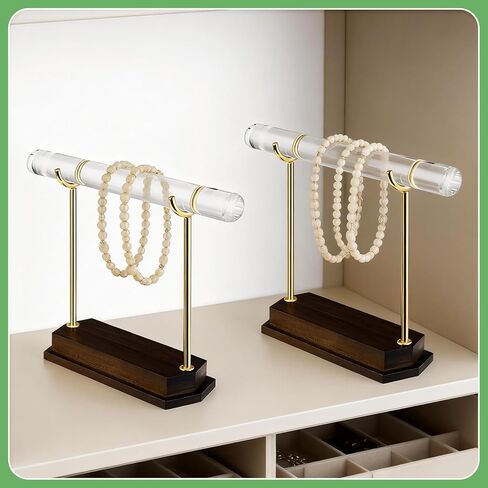 حامل عرض حامل سوار كيفينال، أكريليك شفاف كريستالي مع قاعدة من خشب الجوز، عرض مجوهرات أنيق للبوتيك، بائعي Etsy، دعامات التصوير الفوتوغرافي، هدية لصانعي المجوهرات in Kuwait