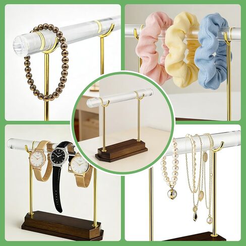 حامل عرض حامل سوار كيفينال، أكريليك شفاف كريستالي مع قاعدة من خشب الجوز، عرض مجوهرات أنيق للبوتيك، بائعي Etsy، دعامات التصوير الفوتوغرافي، هدية لصانعي المجوهرات in Kuwait